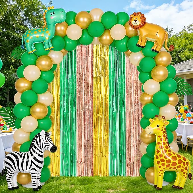 TONIFUL Green Rose Gold Door Streamers,Black and Pink Photo Booth Backdrop Metallic Streamers Foil Fringe Curtain for Birthday,New Year,Graduation,Grad,Baby Shower Party Streamers Decoration