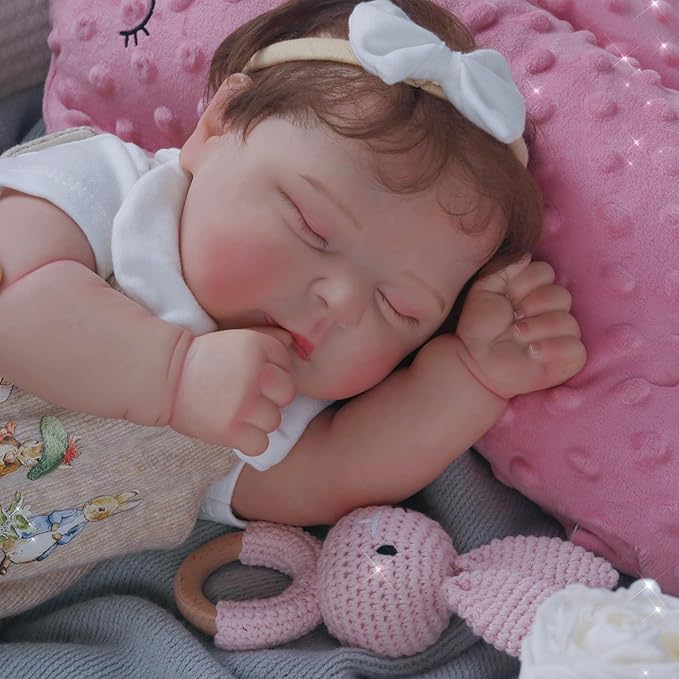 CHAREX Lifelike Reborn Baby Dolls - 22 Inch Sleeping Realistic Newborn Baby Girl with Soft Weighted Cloth Body, Real Life Baby Doll Peaches with Realistic Veins, Doll Gift Set for Kids Age 3+