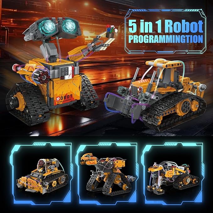 Building Toys STEM Robot Kit，5 in 1 Remote & APP Controlled Building Set，DIY Educational Building Blocks Set ，Educational Gift for Boys Girls Age 6 7 8 9 10 11 12 13 14+ Year Old
