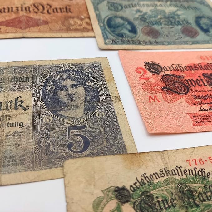IMPACTO COLECCIONABLES WWI German Empire Collection - 7 banknotes issued from 1914 to 1918 Certificate of Authenticity included