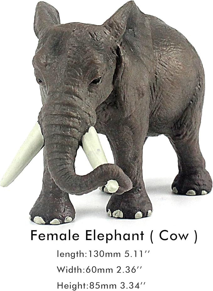 FUNSHOWCASE African Jungle Animals Toy Elephants Figure Realistic Plastic Figurine Playset 3 Pcs
