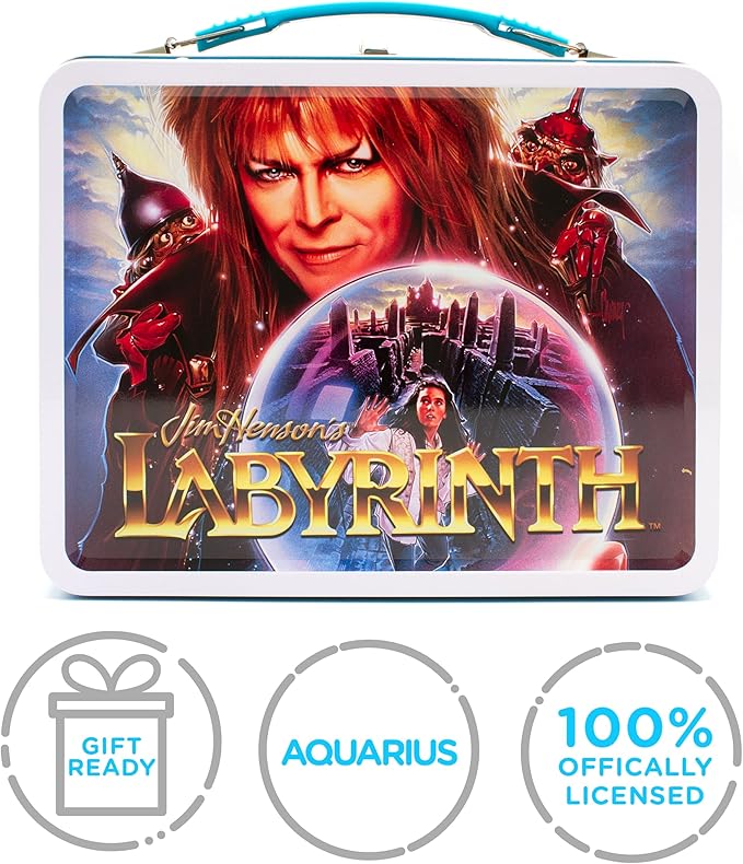 AQUARIUS Labyrinth Large Fun Box - Sturdy Tin Storage Box with Plastic Handle & Embossed Front Cover - Officially Licensed Labyrinth Merchandise & Collectible Gift