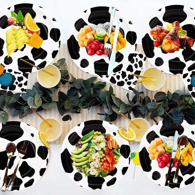80Pcs Cow Print Party Supplies Cow Plates and Napkins Party Set 7" CowPrint Plates Napkins for Cowboy Farm Animal Barn Theme Cowboy Cowgirl Baby Shower Birthday Decoration|Serve 40