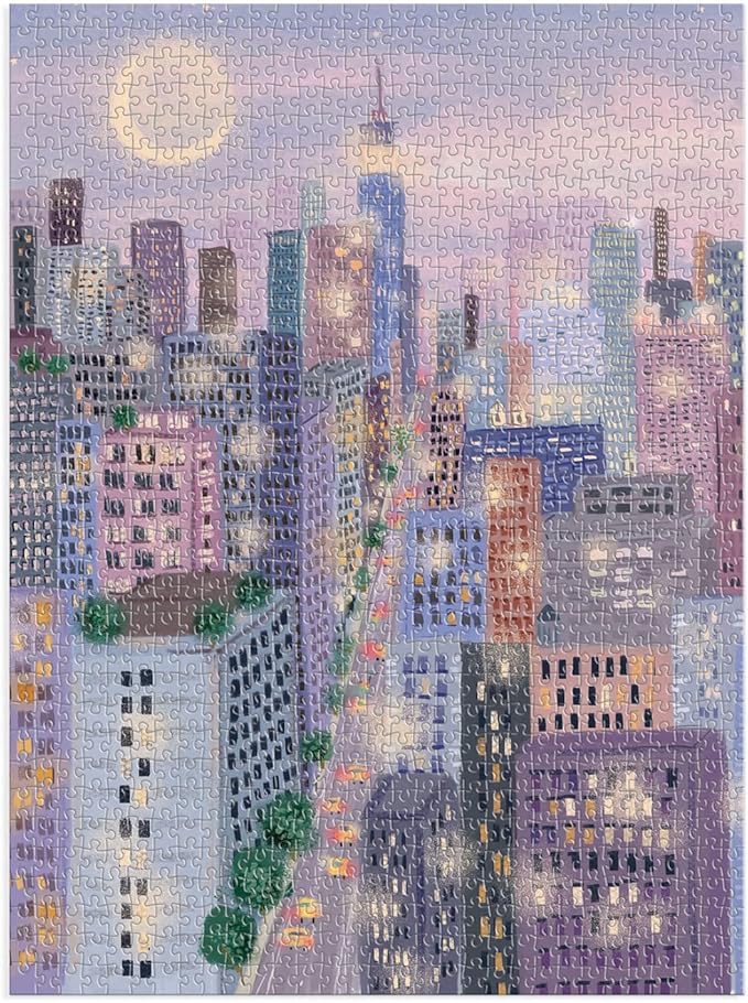 Galison City Lights 1000 Piece Puzzle in a Square Box from Galison - 1000 Piece Puzzle for Adults, Beautiful Illustrations from Joy Laforme, Thick and Sturdy Pieces, Idea