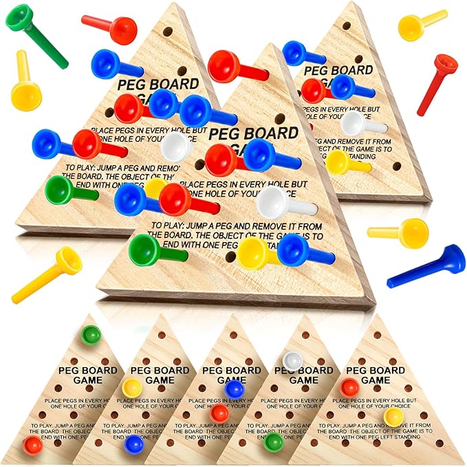 Zhanmai 3 Sets Wooden Triangle Peg, Educational Board, Travel Size, Operation Christmas Learning Puzzles (Chic)