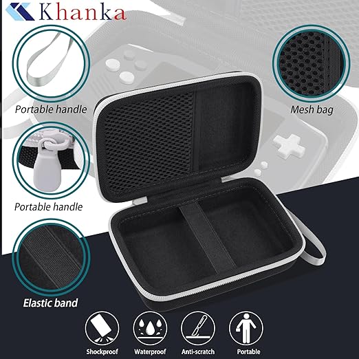 khanka Hard Travel Case Replacement for Anbernic RG34XX Handheld Game Console,Case Only. (Black)