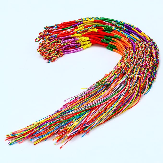 Resinta 100 Pieces Handmade Braided Bracelets Assorted Colors Friendship Cords Thread Bracelets Party Supply Favors for Wrist Anklet