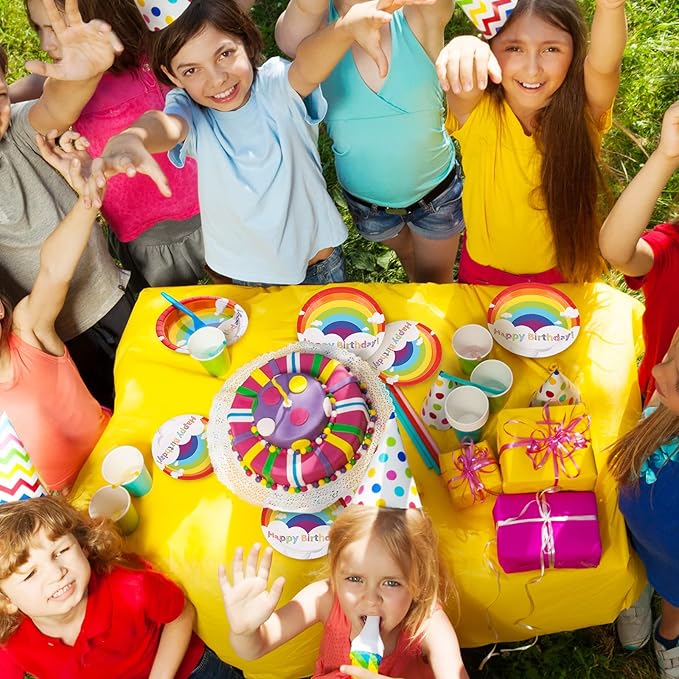 100 Pcs Rainbow Party Supplies Include 7 Inch Rainbow Plates 9 Inch Party Plates Napkins Forks and Spoons for 20 Guests Birthday Party Decorations