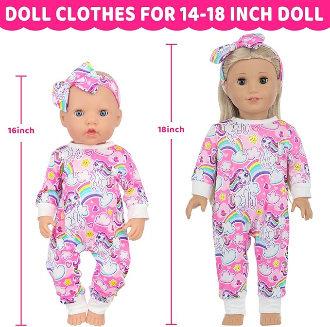 K.T. Fancy 5 Sets Baby Doll Accessories and Baby Doll Clothes with Butterfly Headbands for 14-18 Inch Dolls,10 Pcs in Total