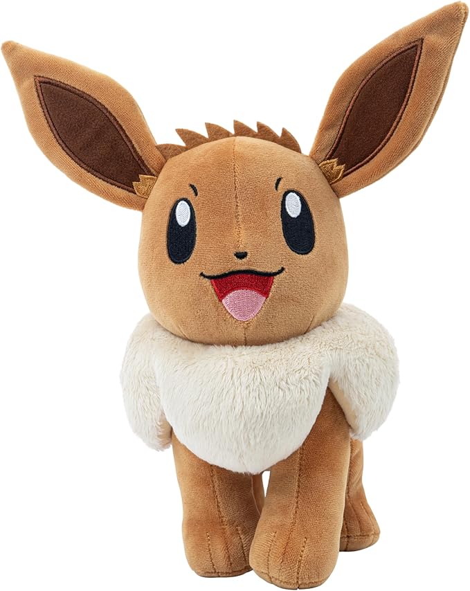 Pokemon 12" Large Eevee Plush - Officially Licensed - Let's Go Starter Figure - Authentic Soft 12-inch Stuffed Animal Toy - Easter Basket Stuffer Gift for Kids, Boys, Girls - 2+