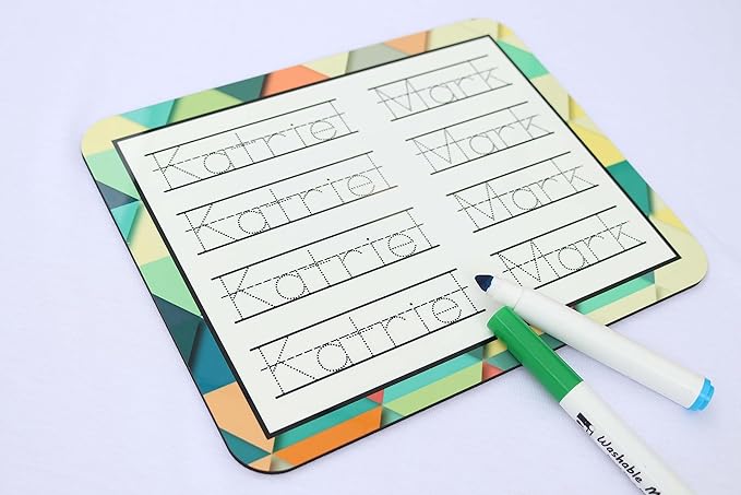 Personalized Name Trace Dry Erase Board, Reusable Custom Name Trace Board, Practice Trace Board, Handwriting Practice, Preschool Learning Education (8" x 10")