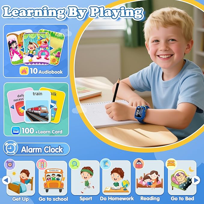 Kids Smart Watch Boys Gift Age 3-12 with 39 Games Alarm Clock Camera Video Music Player Pedometer Flashlight 12/24 hr HD Touch Screen Kids Watch Birthday Boys Gift Toys for 4 5 6 7 8 9 10 Years Olds