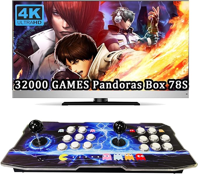 RegiisJoy 32000 mini Pandoras Box 78SArcade Game Console, 4 Player 3D Magical Modified Game, Search Save Delete Cheat Function, Favorite List, One-Button Combo, 128G TF, 12 Classification