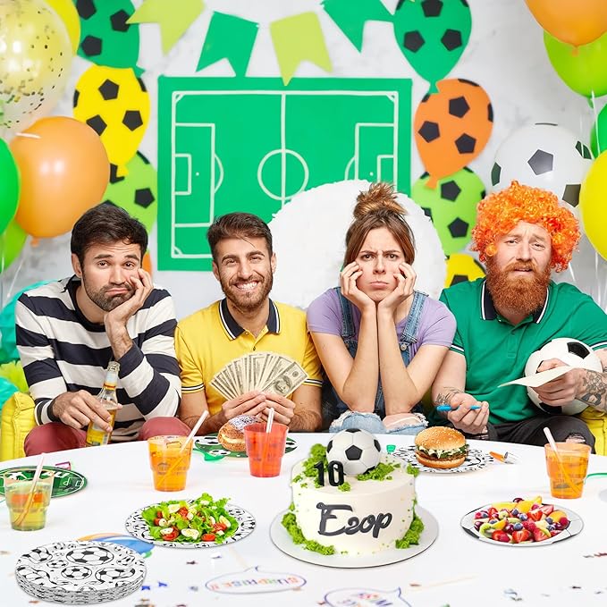 48PCS Soccer Plates 7" Soccer Party Plates Disposable Paper Plates Birthday Party Decorations Party Supplies for Kids Boys Adults