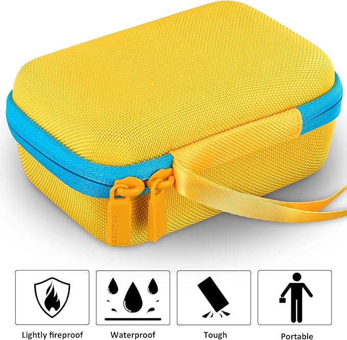 co2CREA Hard Case Compatible with Yoto Mini Kids Audio Music Player Children Speaker Plays Audiobook Cards Radio and Card Case Hold up to Yoto 36 Cards, Yellow Case,(Case for Yoto Mini)