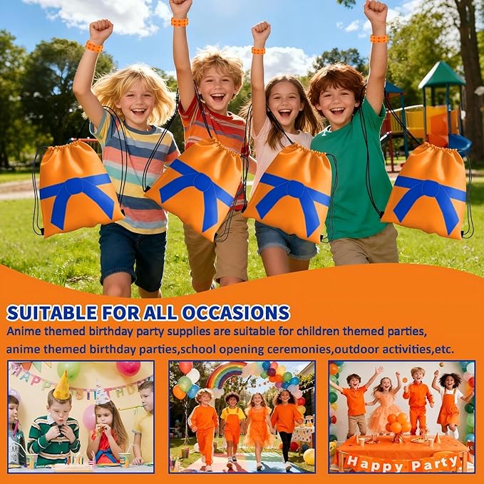 Dragon Party Favors, Anime Themed Birthday Party Supplies & Goodie Bags for Kids, Include Drawstring Bags Notebook Silicone Bracelet Highlighter for Gifts Fillers