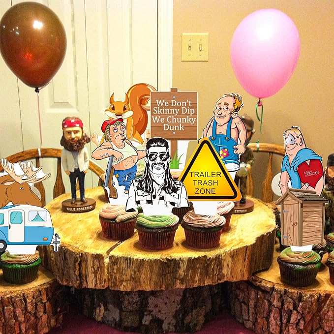 Hillbilly Cupcake Toppers Trailer Trash Party Decorations Trailer Trash Cake Decorations Southern Mullet Man Cupcake Picks for Funny Chunky Dunk Party Supplies