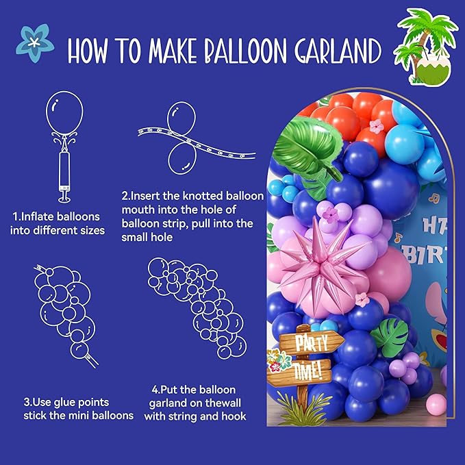 100pcs Hawaii Balloons Garland Arch Kit with Balloons for Birthday Decorations,Party Supplies for boys Girls (Hawaii)
