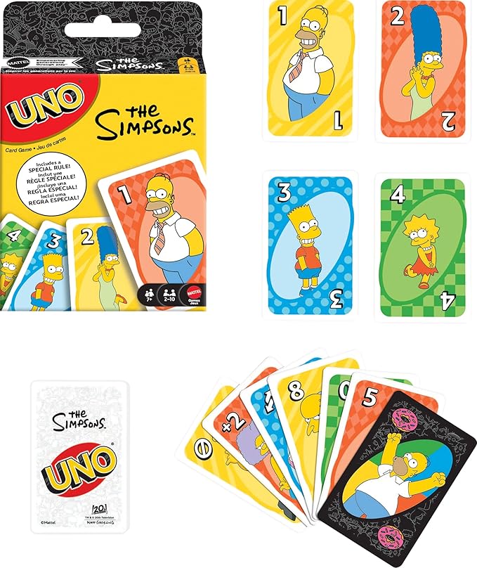 Mattel Games UNO The Simpsons Card Game for Kid, Adult & Family Nights, Parties, Travel & Camping, Toy Collectible Inspired by The Series