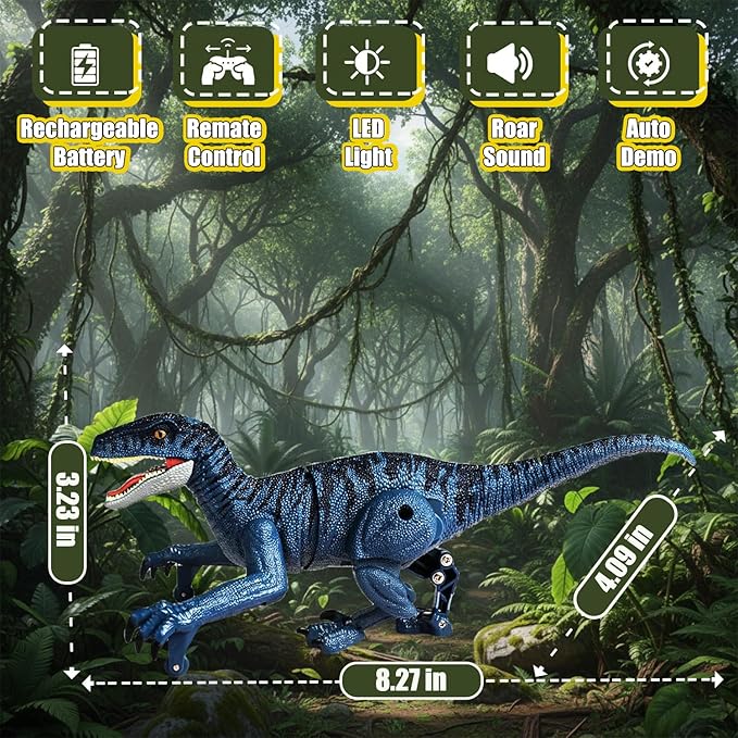 Remote Control Dinosaur, Mini Dinosaur Toys for Kids 3-5, 5-7, 2.4GHZ, Walking,Rechargeable, Demo Function, Gifts for Boys Girls (Small)