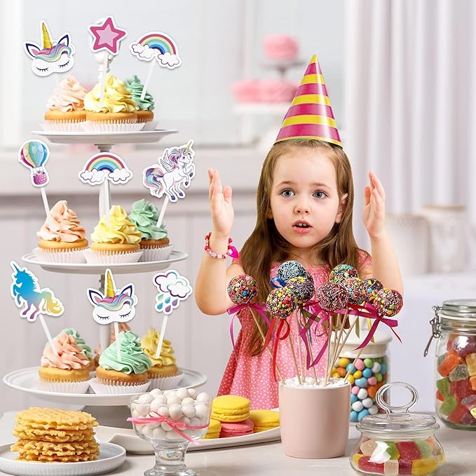 WERNNSAI 35 PCS Unicorn Cupcake Toppers - Rainbow Unicorn Birthday Party Cake Decorations for Girls Kids Unicorn Cake Topper Cake Tropper Unicorn Cake Decors Baby Shower Birthday Party Supplies