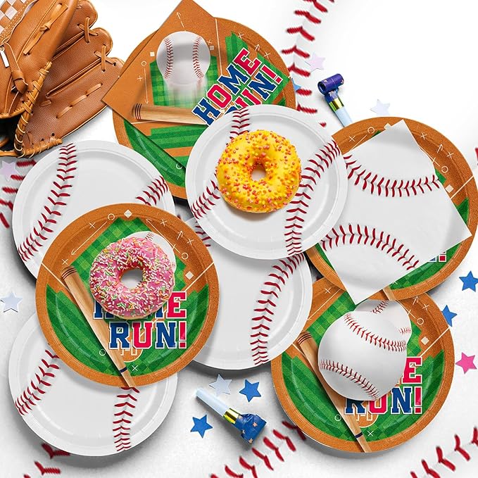 Baseball Party Supplies Kit for 50 - Complete with Dinner & Dessert Plates and Napkins- Baseball Birthday & Gameday Celebrations -Baseball Party Decorations &