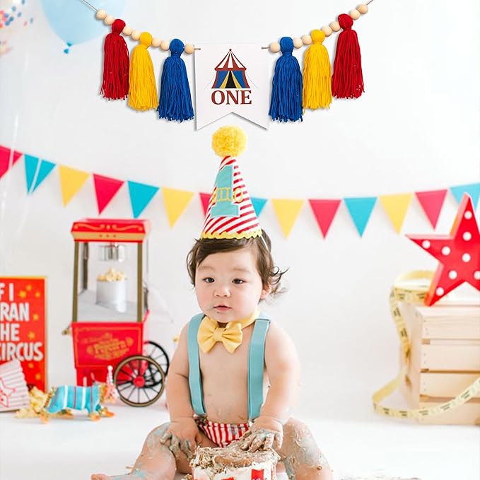 Gostman 1st Birthday Highchair Banner - Carnival Circus Party Sign, Fiesta Decorations