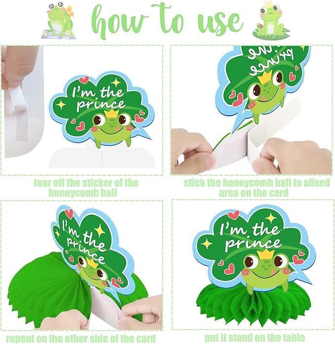 9pcs Frog Honeycomb Centerpieces Frog Birthday Party Decoration Cute Frog Table Decoration for Frog Theme Party Baby Shower Supplies