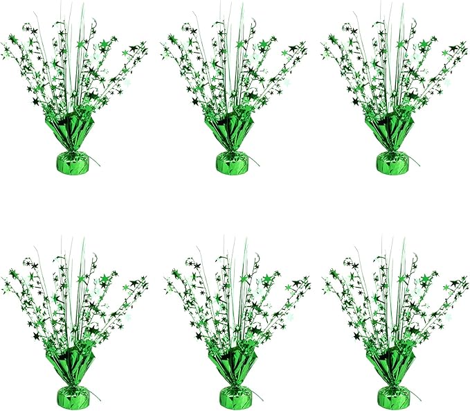 6 Pack Metallic Foil Spray Centerpiece Star Table Decoration Burst Table Centerpieces for Birthday Wedding Anniversary Graduation Holiday Party Supplies Decor (Green)