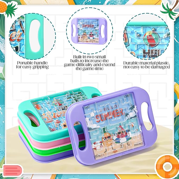36 Pcs Mini Maze Puzzle Bulk for Kids Hawaii Party Favors Small Maze Cubes Game Educational Handheld Puzzle Travel Games Easter Classroom Exchange Gifts for Students Adult(Summer)
