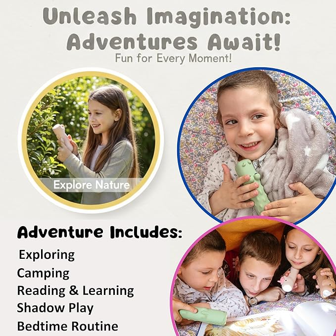 Rechargeable Unicorn LED Flashlight for Girls - Magical Silicone Kids Toy Light, Eye-Protection Dimmable 3 Modes, USB-C Charging, Small Handheld Flashlight for Reading, Camping, Birthday Gift