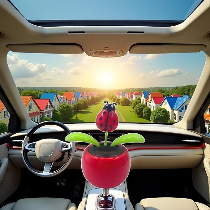 1 Pcs Red Solar Dancing Flower Car Dashboard Decorations - Funny Solar Powered Dancing Flower Pot Car Ornaments Flower Swinging Decoration for Car Decor,Solar Power Kits Learning and Education