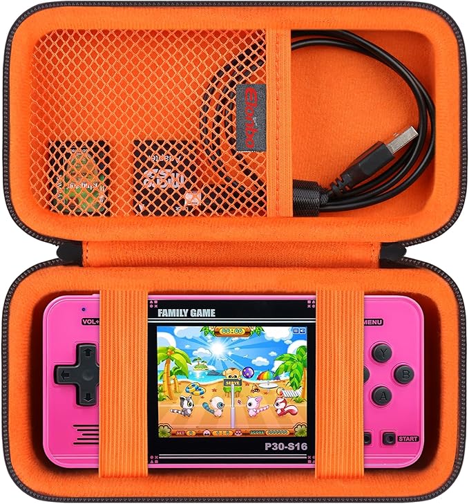 Elonbo Carrying Case for WELLST·G/ TaddToy/ Beijue/ Family Pocket/ CCTU/ X-JOYKIDS/ GREENCREEK/ Beico/ KAVOYI/ GuaiyeyeAP/ TEBIYOU Handheld Game Console, Portable Electronic Gaming Player Bag, Black+