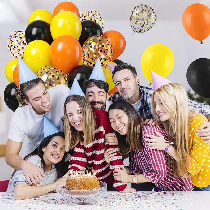 Construction Balloons, 50Pcs 12Inches Orange Black Yellow Balloon, Truck Theme Latex Party Balloons for Construction Birthday Excavator Party Transportation Decorations