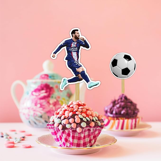 Soccer Football Cupcake Topper – Sports Theme Cupcake Topper for Birthday Celebrations and Match Day Parties, Football Inspired Decorative Cake Topper for Dessert Tables, Team Events.