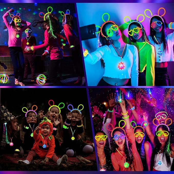 New Years Eve Party Supplies 2026, Glow in the Dark Party Supplies for Kids Adults, Light Up Party Favors with 57 LED Light Up Toys, 100 Glow Sticks Bulk DIY Glow Necklaces Neon Party Decorations
