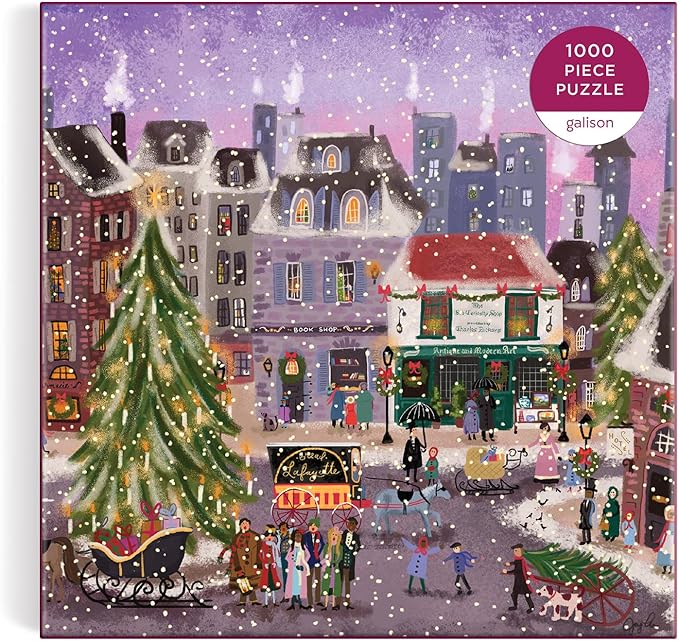 Galison Christmas Square 1000 Piece Puzzle in Square Box from Galison - Holiday Puzzle for Adults with Beautiful Artwork from Joy Laforme, Thick and Sturdy Pieces, Perfect