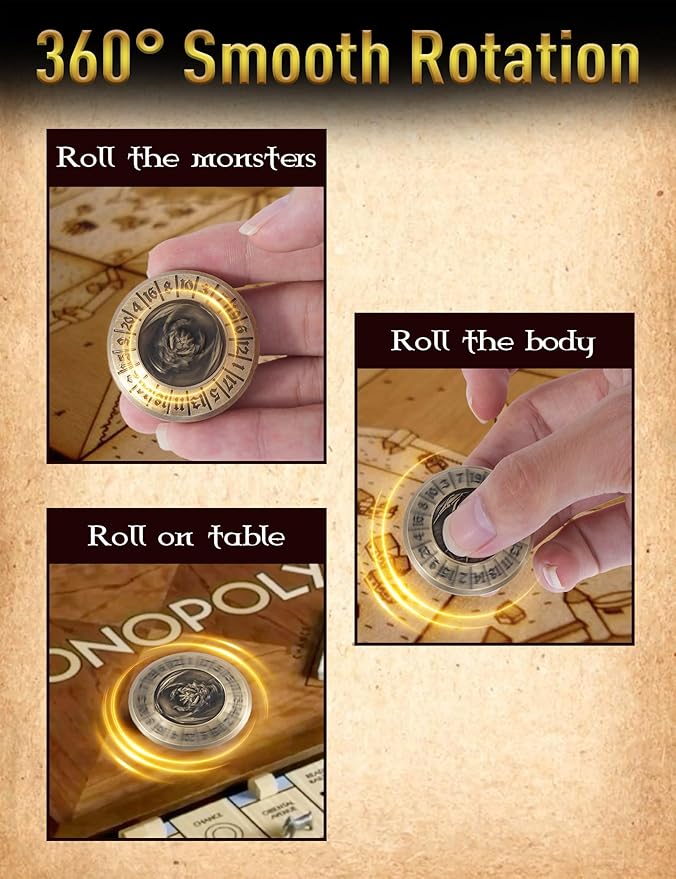 D&D Dice Set,7PCS Metal Dice for Dungeons and Dragons,Mini Dice Set with Pocket Watch Case,Role Playing Board Games Accessories (Dragon, Bronze-F)
