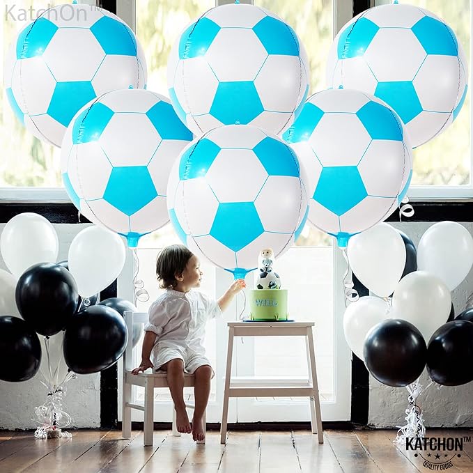 Katchon, Blue Soccer Balloons 22 Inch-pack Of 6 | Soccer Birthday Party Decorations | Soccer Ball Balloons, soccer Theme Party Decorations | Gender Reveal Decorations, Sports Themed Party decorations