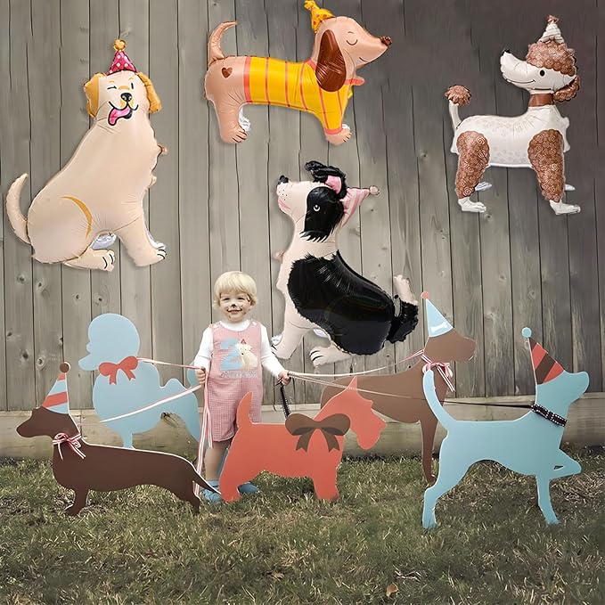 4 PCS 3D Dog Balloons Cute Puppy Balloons for Dog Themed Birthday Party Decorations Dogs Birthday Party Supplies