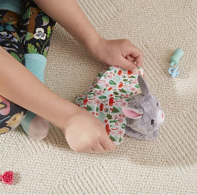 FurReal Hasbro Newborns Bunny Interactive Animatronic Plush Toy: Electronic Pet with Sound Effects and Closing Eyes, for Kids Ages 4 and up