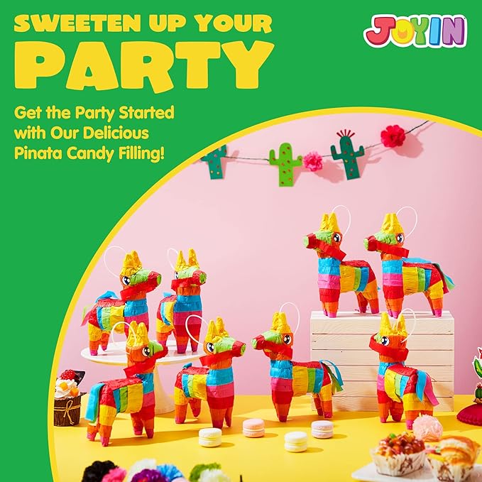 Cinco De Mayo 8 pcs Mini Donkey Pinatas 5.7"x7.5" Rainbow Color for Fun Fiesta Taco Party Supplies, Luau Event Photo Props, Mexican Theme Decoration, Carnivals Festivals, Taco Tuesday Event