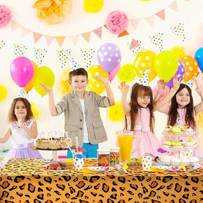 Animal Safari Tablecloth Jungle Animal Theme Tablecover Tiger Zebra Giraffe Print Table Cover Tropical Leaf Tablecloth Party Supplies for Jungle Safari Birthday Baby Showers (Greenery Style, 3 Pcs)