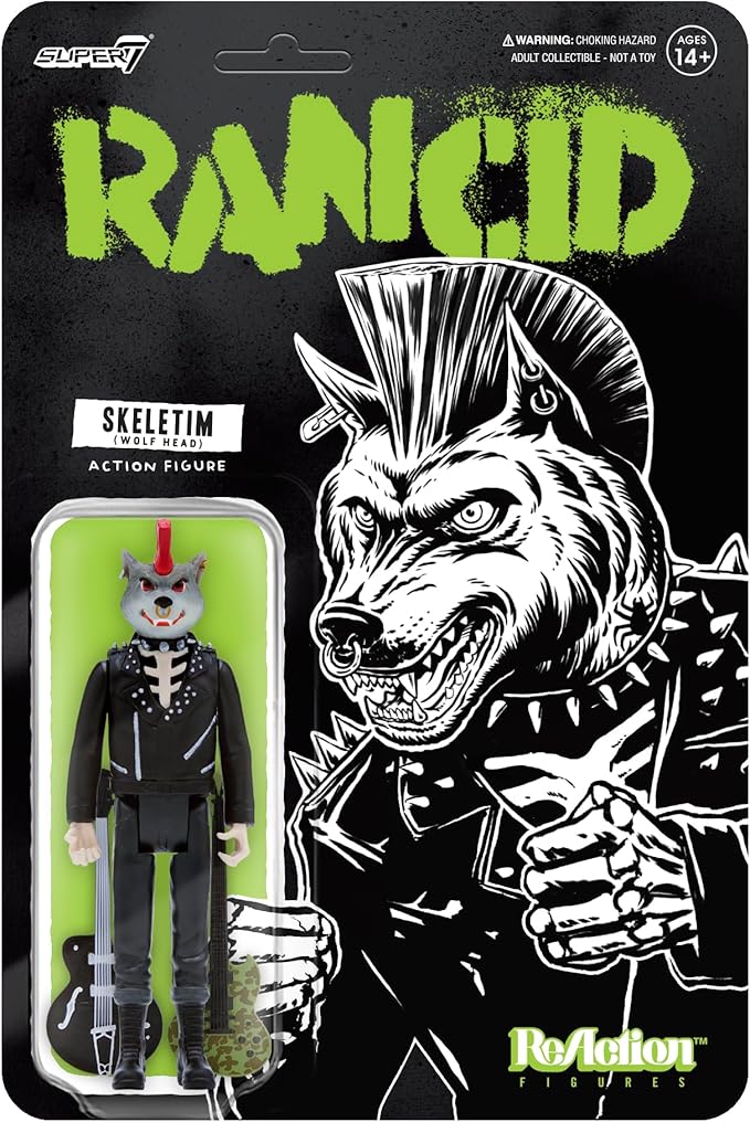 Super7 Rancid Skeletim (Wolf Head) - 3.75" Rancid Action Figure with Accessory Classic Music Collectibles and Retro Toys