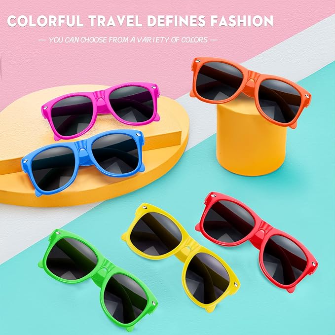 GINMIC Kids Sunglasses Party Favors, 12Pack Neon Sunglasses for Kids, Boys and Girls, Great Gift for Birthday Party Supplies, Beach, Pool Party Favors, Fun Gift, Party Toys