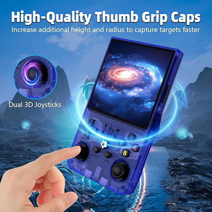 R36MAX Retro Handheld Game Console, 4.0 Inch IPS Screen Retro Gaming Console,Linux System, 4000mAh Battery Portable Pocket Mini Arcade, Built-in 128G,Lndigo Blue