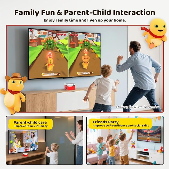 Kinhank MotionX Active Game Console with 40 Video Games for Kids&Family,Plug&Play AI Motion Game Consoles,Dynamic Updates,No Subscription,CPC-Certified,Great for Gaming Nights,Parties,Indoor Play