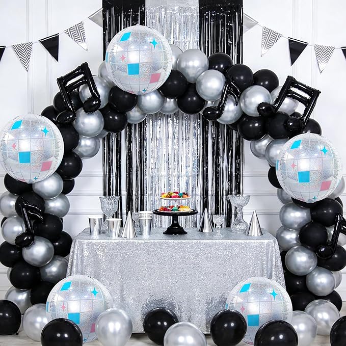 TONIFUL 8Pcs 22Inch Large Laser Silver 4D Giant Round Foil Balloon 4D Metallic Mylar Sephere Balloons for Christmas New Year Birthday Party Graduation Wedding Bridal Shower Decoration Supplies