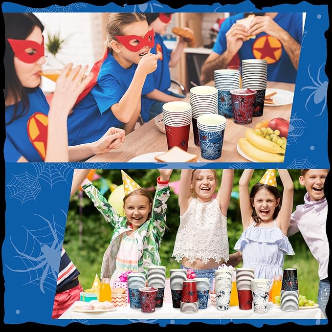 100 Pcs 9 oz Spider Disposable Paper Cups Spider Party Supplies Bulk Party Disposable Coffee Cups for Tea Beverage Hot Cold Drinking Holiday Picnic Cocktail Wedding Home Offices