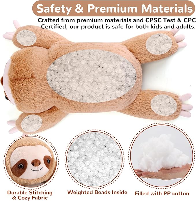 Sloth Weighted Stuffed Animals - 28 Inch 5.0 Pounds Weighted Plushies Sloth Stuffed Animal - Large Plush Pillow - Cute Plush Toy Gifts for Kids & Adults (28" 5.0 lbs)